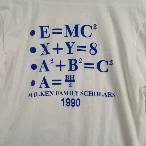 Vintage 90s Mike's Math Club Scholars T-Shirt Adult XL White Single Stitch - Picture 4 of 8